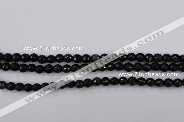 CPY501 15.5 inches 6mm faceted round natural chalcopyrite beads