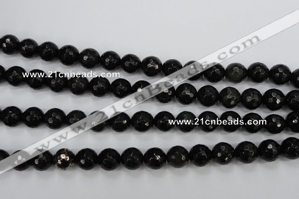 CPY503 15.5 inches 10mm faceted round natural chalcopyrite beads