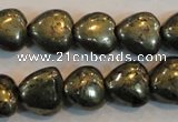 CPY51 16 inches 10*10mm heart pyrite gemstone beads wholesale