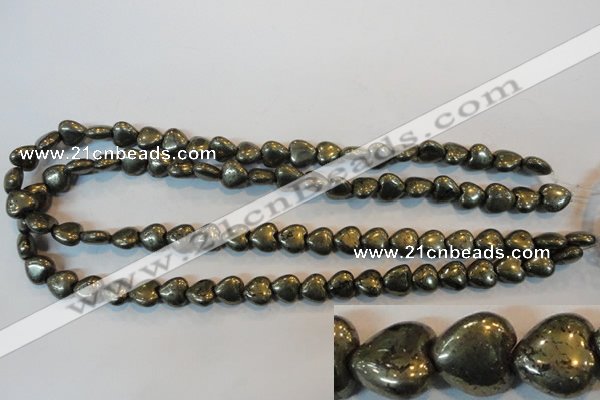 CPY51 16 inches 10*10mm heart pyrite gemstone beads wholesale