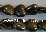 CPY52 16 inches 12*12mm heart pyrite gemstone beads wholesale