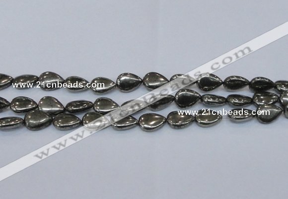 CPY579 15.5 inches 15*20mm flat teardrop pyrite gemstone beads