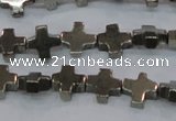 CPY582 15.5 inches 11*11mm cross pyrite gemstone beads wholesale