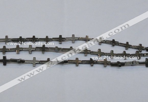 CPY583 15.5 inches 10*15mm cross pyrite gemstone beads wholesale