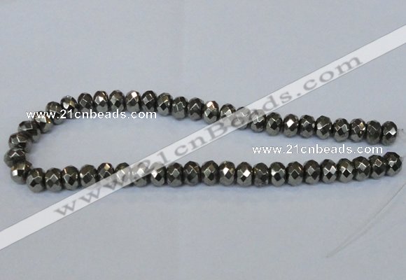 CPY588 15.5 inches 8*12mm faceted rondelle pyrite gemstone beads