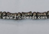 CPY590 15.5 inches 5*8mm - 8*11mm bone & rondelle pyrite beads