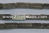 CPY592 15.5 inches 4*12mm cuboid pyrite gemstone beads