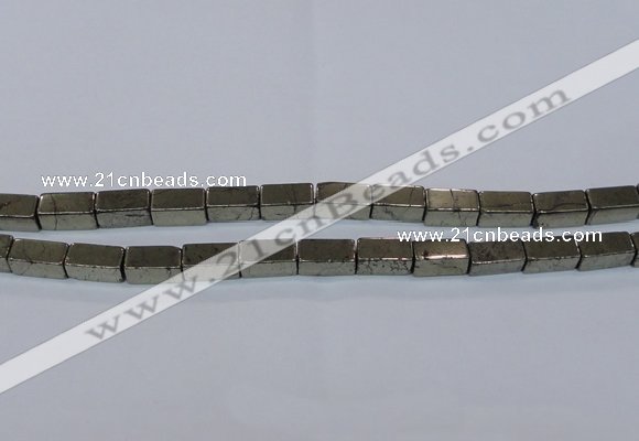 CPY593 15.5 inches 8*16mm cuboid pyrite gemstone beads