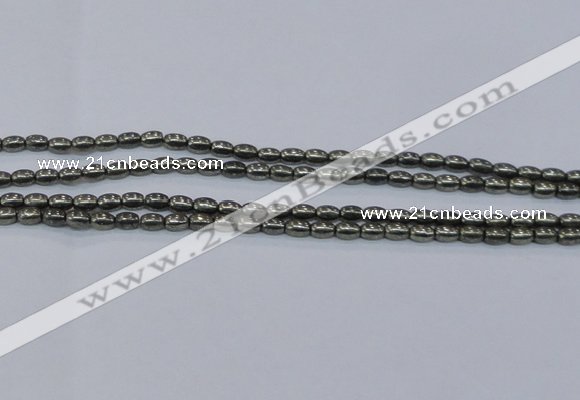 CPY596 15.5 inches 4*6mm rice pyrite gemstone beads wholesale