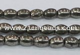 CPY597 15.5 inches 6*8mm rice pyrite gemstone beads wholesale