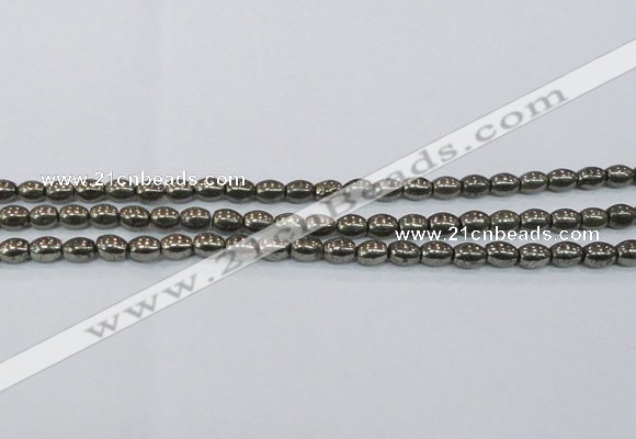 CPY597 15.5 inches 6*8mm rice pyrite gemstone beads wholesale