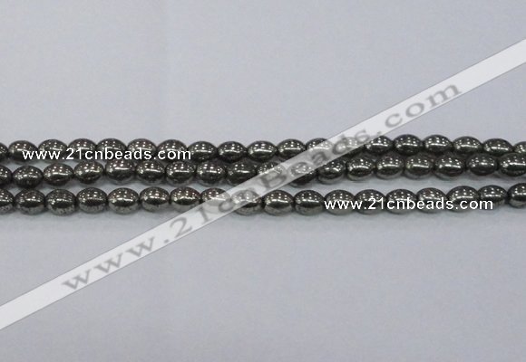 CPY598 15.5 inches 8*10mm rice pyrite gemstone beads wholesale