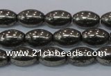 CPY599 15.5 inches 8*12mm rice pyrite gemstone beads wholesale