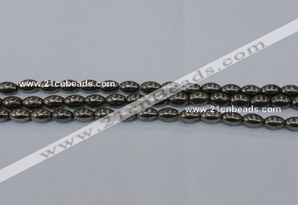 CPY599 15.5 inches 8*12mm rice pyrite gemstone beads wholesale