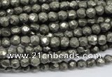 CPY60 15.5 inches 5mm faceted round pyrite gemstone beads wholesale