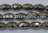 CPY603 15.5 inches 8*12mm faceted rice pyrite gemstone beads