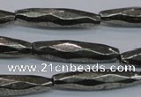 CPY604 15.5 inches 7*30mm faceted rice pyrite gemstone beads