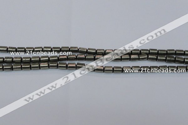 CPY608 15.5 inches 6*9mm tube pyrite gemstone beads