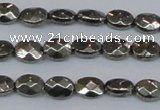 CPY630 15.5 inches 6*8mm faceted oval pyrite gemstone beads