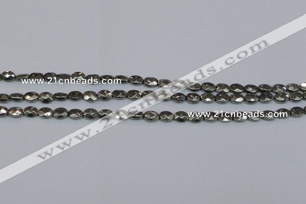 CPY630 15.5 inches 6*8mm faceted oval pyrite gemstone beads