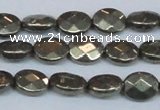 CPY631 15.5 inches 8*10mm faceted oval pyrite gemstone beads