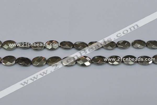 CPY632 15.5 inches 12*16mm faceted oval pyrite gemstone beads