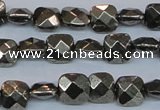 CPY635 15.5 inches 8*8mm faceted square pyrite gemstone beads