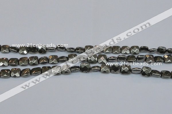 CPY637 15.5 inches 12*12mm faceted square pyrite gemstone beads