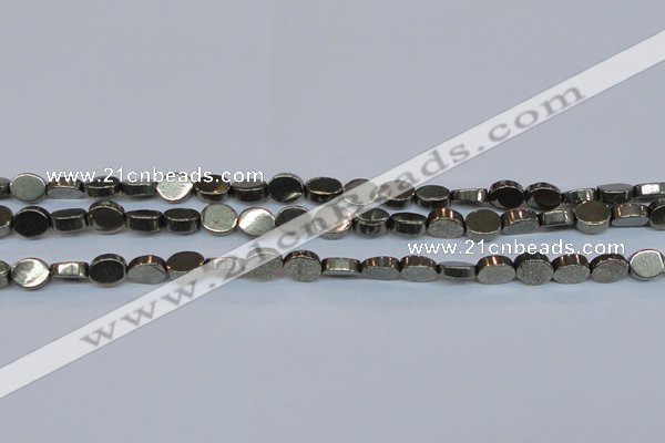 CPY641 15.5 inches 8*10mm oval pyrite gemstone beads wholesale