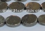 CPY643 15.5 inches 12*16mm oval pyrite gemstone beads wholesale