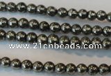 CPY71 15.5 inches 3mm round pyrite gemstone beads wholesale