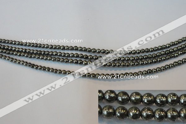 CPY71 15.5 inches 3mm round pyrite gemstone beads wholesale