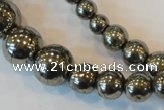 CPY74 15.5 inches 4mm - 18mm round pyrite gemstone beads wholesale