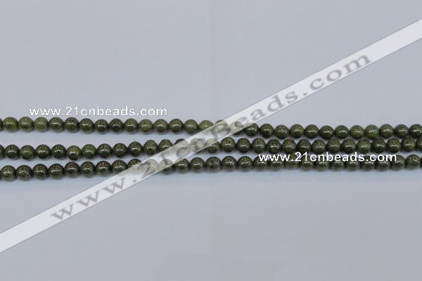 CPY750 15.5 inches 4mm round pyrite gemstone beads wholesale