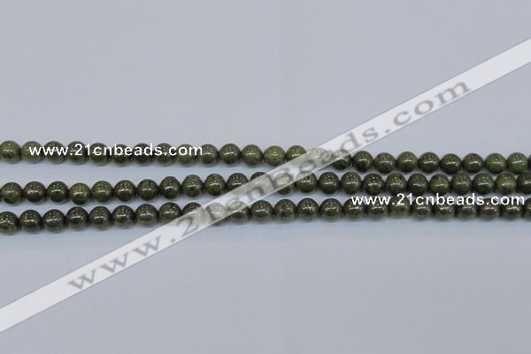 CPY751 15.5 inches 6mm round pyrite gemstone beads wholesale