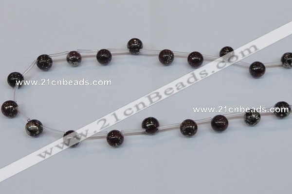 CPY781 Top drilled 10mm round pyrite gemstone beads wholesale