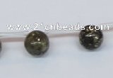 CPY782 Top drilled 10mm round pyrite gemstone beads wholesale