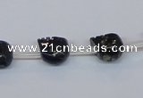 CPY787 Top drilled 8mm carved skull pyrite gemstone beads