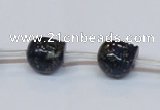 CPY788 Top drilled 10mm carved skull pyrite gemstone beads