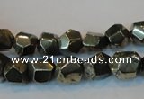 CPY79 15.5 inches 9-10mm faceted nuggets pyrite gemstone beads