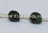 CPY793 Top drilled 8mm carved skull pyrite gemstone beads