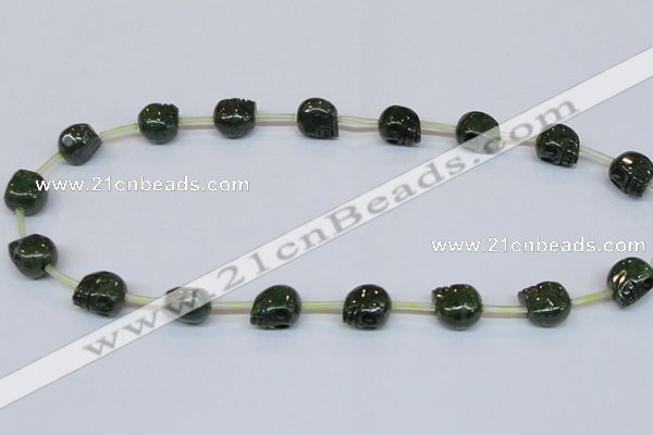 CPY793 Top drilled 8mm carved skull pyrite gemstone beads