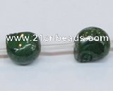 CPY795 Top drilled 12mm carved skull pyrite gemstone beads