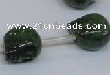 CPY796 Top drilled 14mm carved skull pyrite gemstone beads