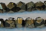 CPY80 15.5 inches 12mm faceted nuggets pyrite gemstone beads