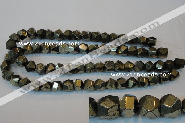 CPY80 15.5 inches 12mm faceted nuggets pyrite gemstone beads