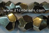 CPY81 15.5 inches 8mm - 16mm faceted nuggets pyrite gemstone beads