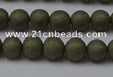 CPY813 15.5 inches 4mm round matte pyrite beads wholesale