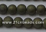 CPY814 15.5 inches 6mm round matte pyrite beads wholesale