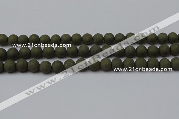 CPY815 15.5 inches 8mm round matte pyrite beads wholesale